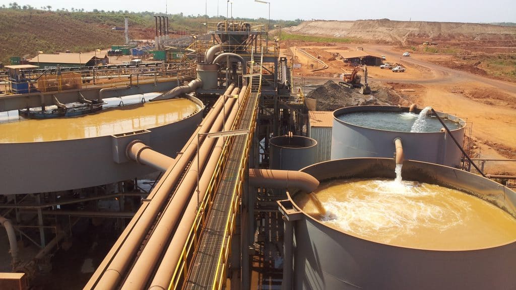 Mineral processing plant at a mining site in Sierra Leone